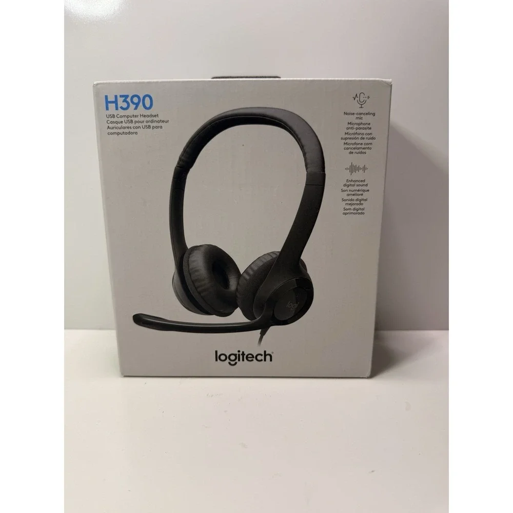 Logitech H390 USB‎ Headset – New Sealed – Noise Cancelling Mic – Black (A1)